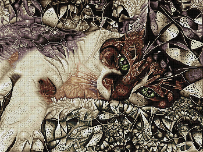 Diamond Painting Jewel the Pretty Kitty 34.3" x 25.6" (87cm x 65cm) / Square with 29 Colors including 3 ABs / 91,089