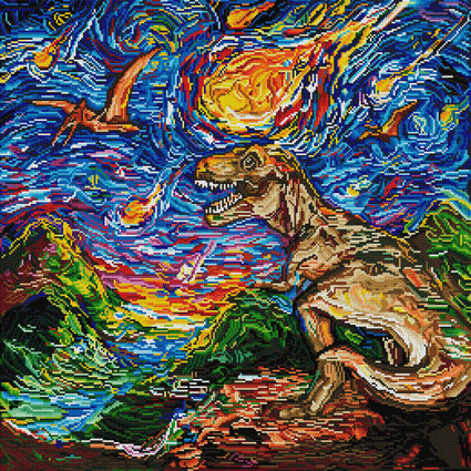 Diamond Painting Jurassic Night 25.6" x 25.6" (65cm x 65cm) / Square with 49 Colors including 5 ABs / 68,121