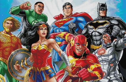 Diamond Painting Justice League of America™ 42.1" x 27.6" (107cm x 70cm) / Square With 66 Colors Including 4 ABs / 117,448