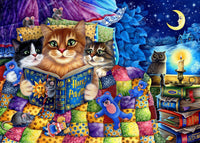 Diamond Painting Kitten Bedtime Stories 38.6" x 27.6" (98cm x 70cm) / Square with 61 Colors including 4 ABs and 1 Iridescent Diamonds / 110,433