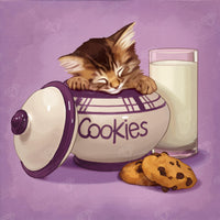 Diamond Painting Kitten & Cookies 13" x 13″ (33cm x 33cm) / Round with 22 Colors including 2 ABs / 6,330