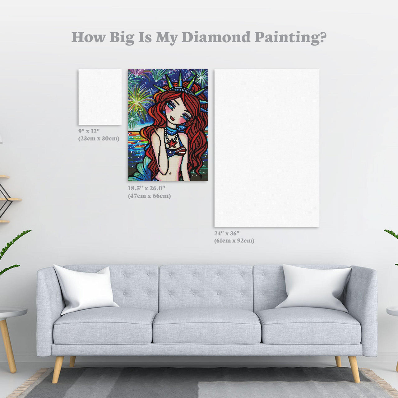 Diamond Painting Lady Liberty 18.5" x 26.0″ (47cm x 66cm) / Round With 44 Colors Including 3 ABs / 38,844