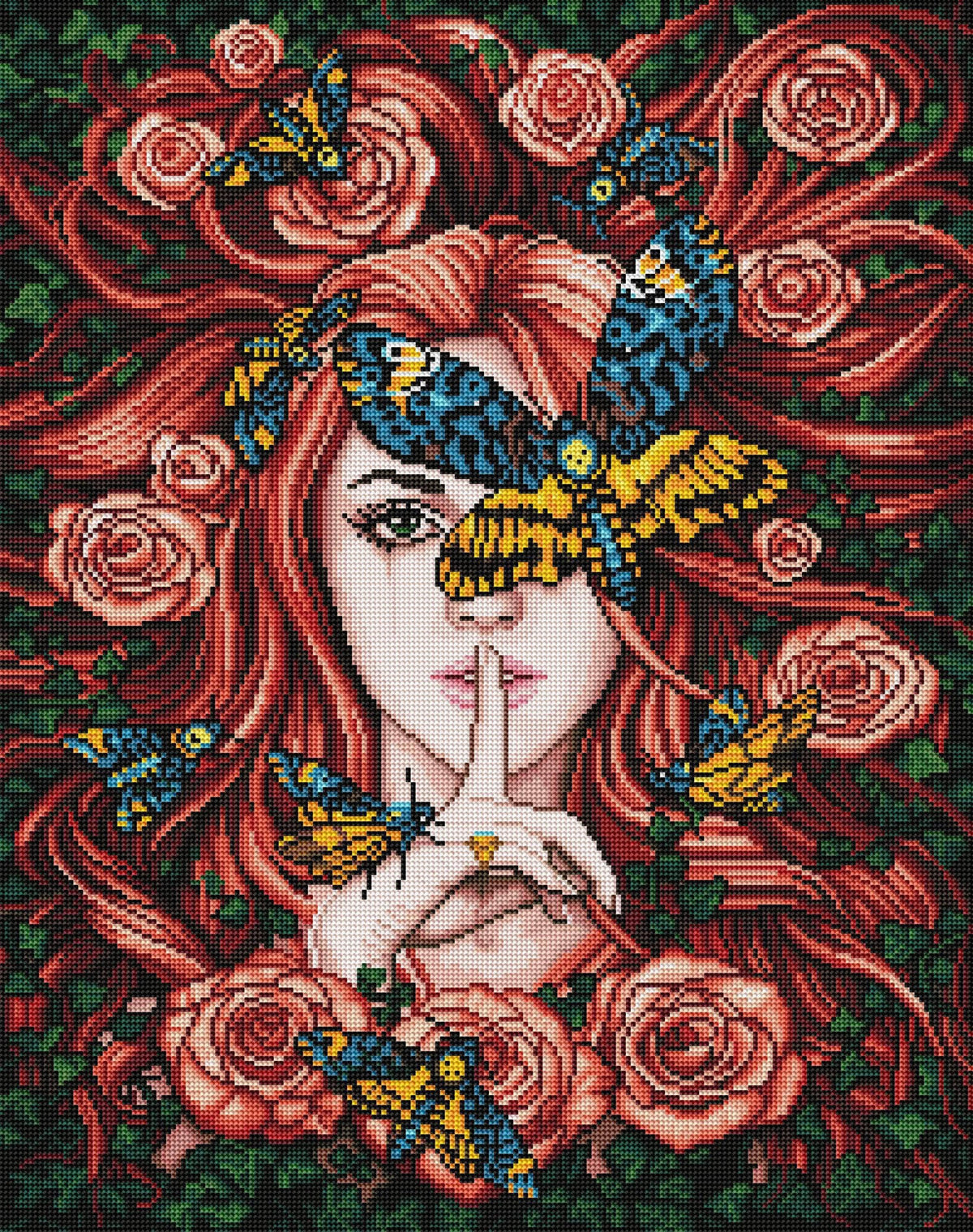 Diamond Painting Lady Moth 22" x 28" (55.8cm x 70.6cm) / Round with 37 Colors including 3 ABs and 1 Iridescent Diamonds / 50,148