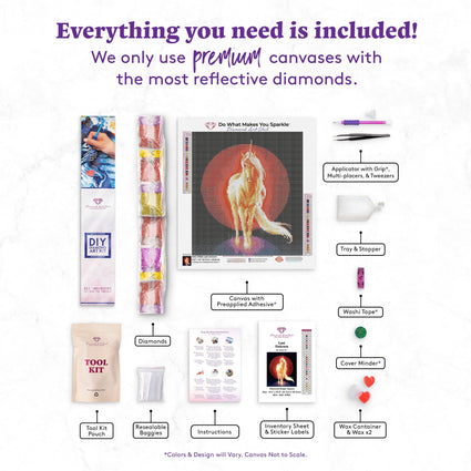 Diamond Painting Last Unicorn 12.6" x 14.2" (32cm x 36cm) / Square with 25 Colors / 17,767