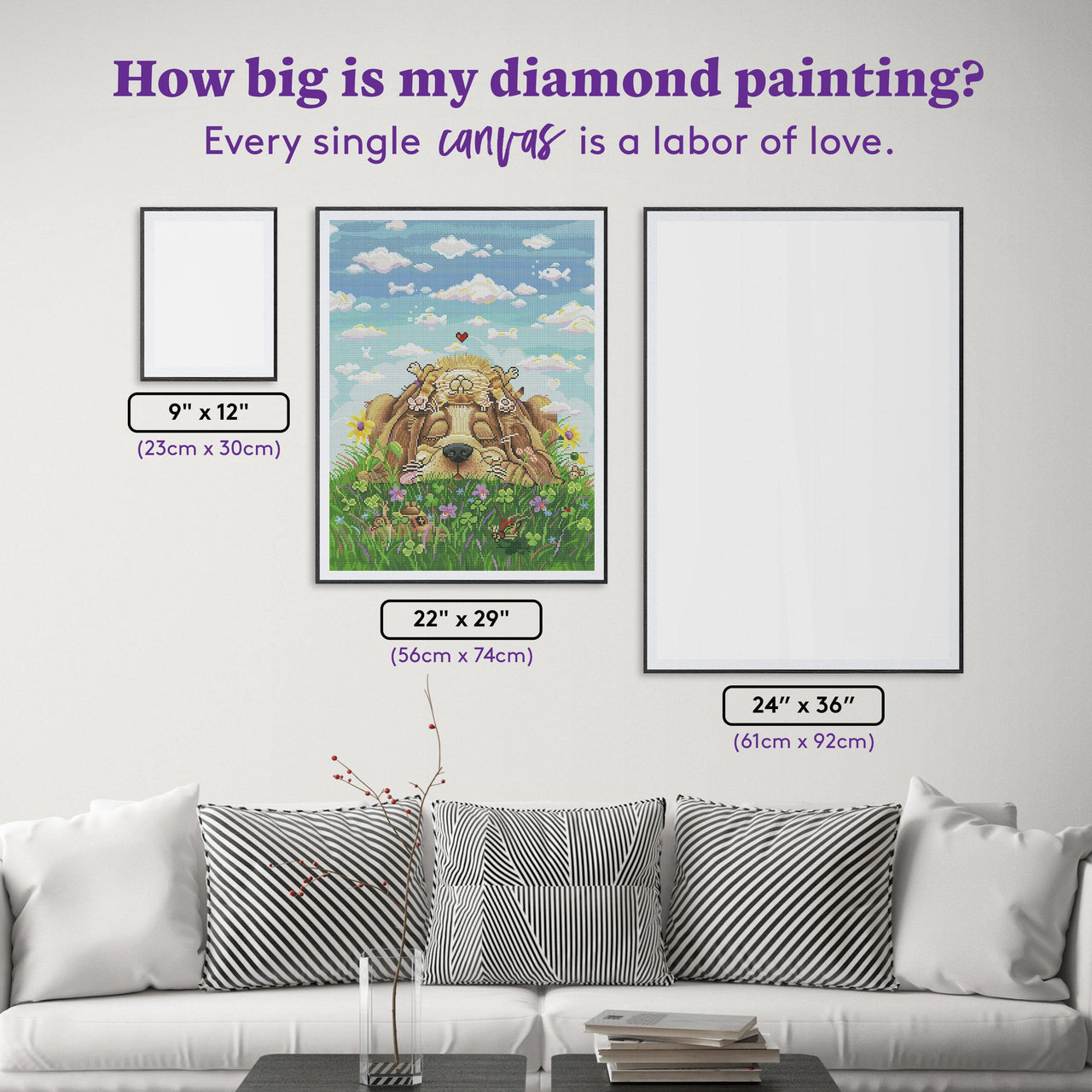 Diamond Painting Lazy Day Afternoon 22" x 29″ (56cm x 74cm) / Round with 47 Colors including 2 ABs / 52,337