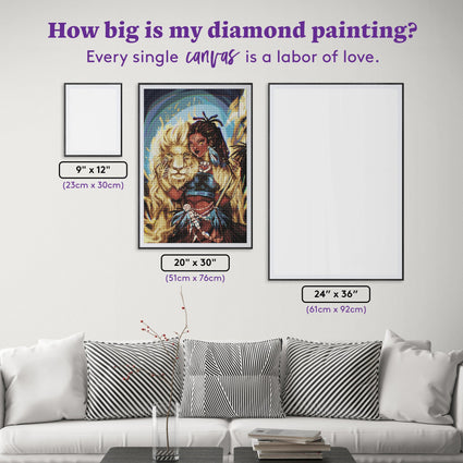 Diamond Painting Leo Warrior 20" x 30" (51cm x 76cm) / Round with 52 Colors including 5 ABs / 49,051