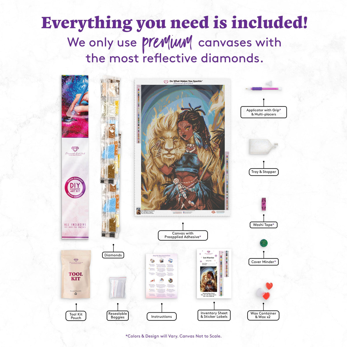 Diamond Painting Leo Warrior 20" x 30" (51cm x 76cm) / Round with 52 Colors including 5 ABs / 49,051