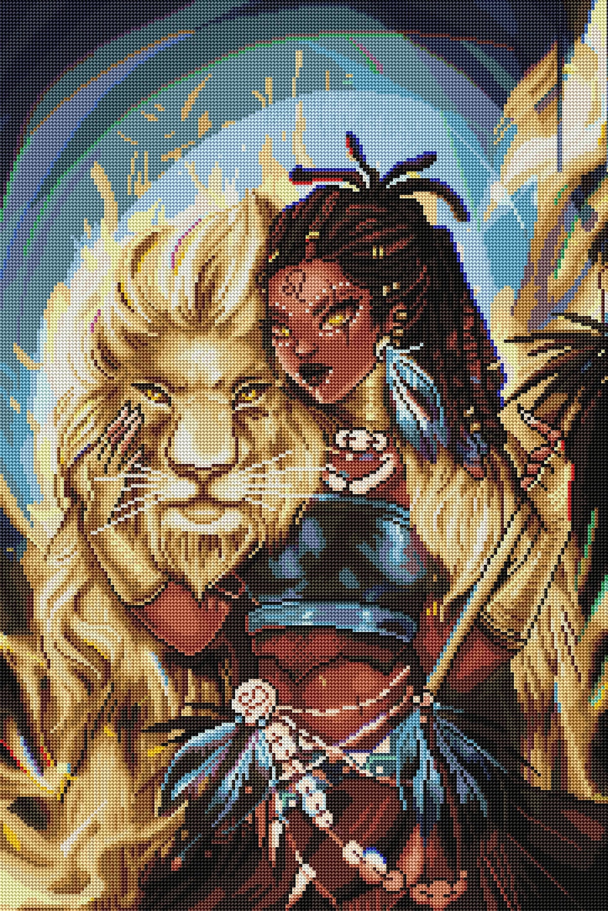 Diamond Painting Leo Warrior 20" x 30" (51cm x 76cm) / Round with 52 Colors including 5 ABs / 49,051
