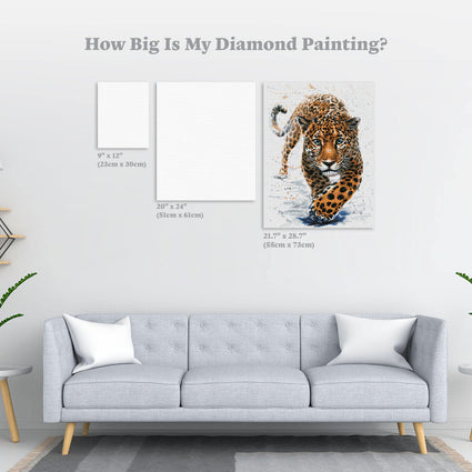 Diamond Painting Leopard Watercolor 21.6" x 28.7″ (55cm x 73cm) / Round With 36 Colors Including 1 AB / 50,312