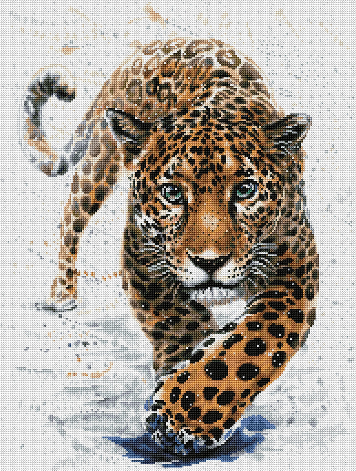 Diamond Painting Leopard Watercolor 21.6" x 28.7″ (55cm x 73cm) / Round With 36 Colors Including 1 AB / 50,312