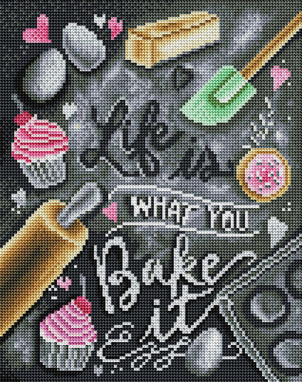 Diamond Painting Life Is What You Bake It 11.8" x 15.0" (30cm x 38cm) / Round With 34 Colors including 1 AB / 14,205
