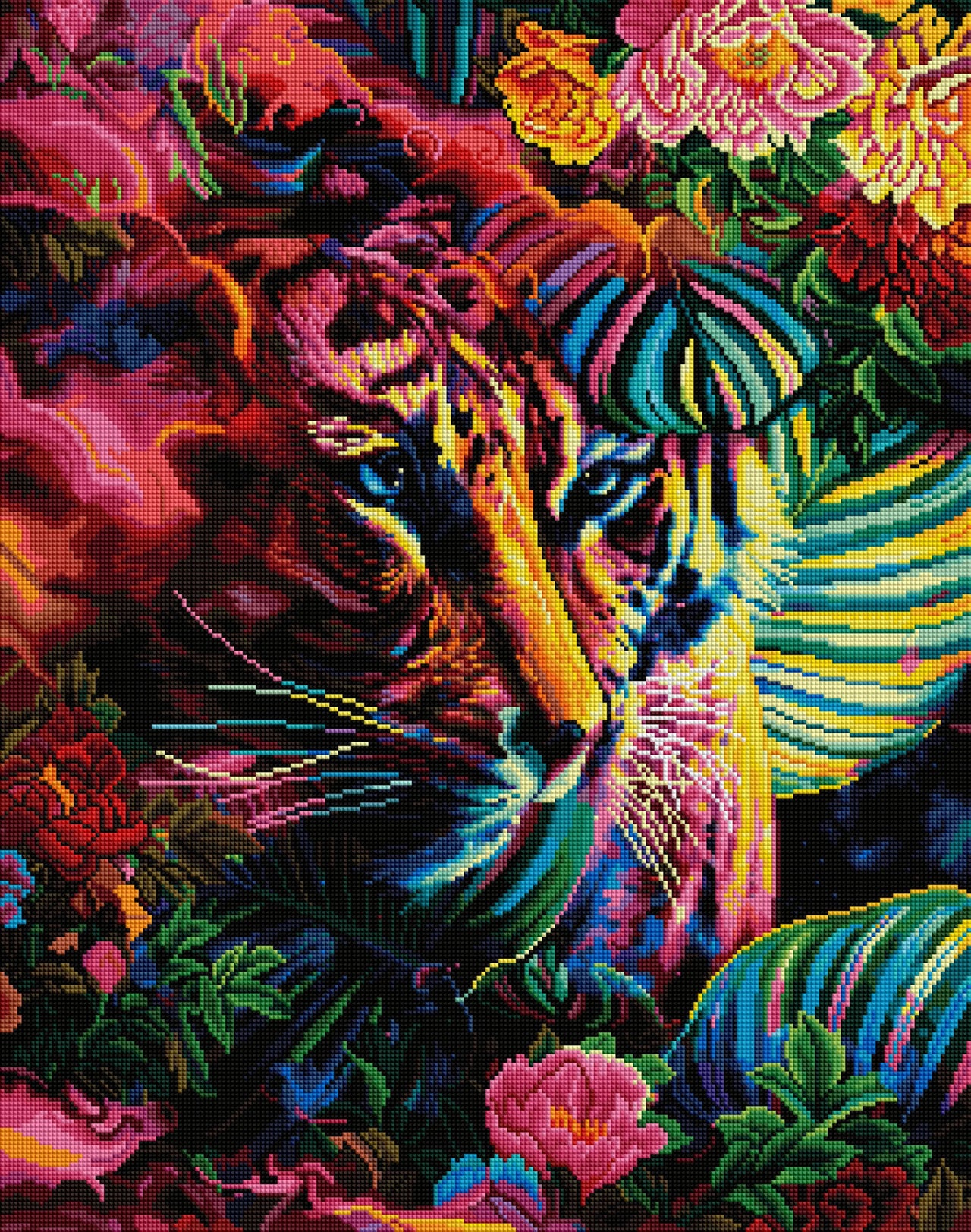 Diamond Painting Life of Tigers 22" x 28" (55.8cm x 70.7cm) / Square With 55 Colors Including 4 ABs / 63,616