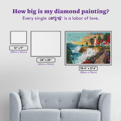 Diamond Painting Lighthouse Park 38.6" x 27.6″ (98cm x 70cm) / Square with 55 Colors including 1 AB / 107,476