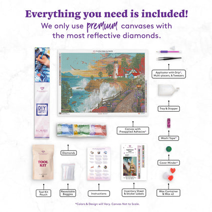 Diamond Painting Lighthouse Park 38.6" x 27.6″ (98cm x 70cm) / Square with 55 Colors including 1 AB / 107,476