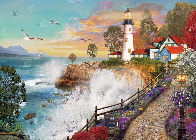 Diamond Painting Lighthouse Park 38.6" x 27.6″ (98cm x 70cm) / Square with 55 Colors including 1 AB / 107,476