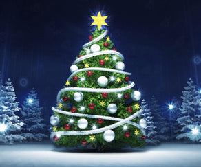 Diamond Painting Limited Edition | Glowing Christmas Tree 20" x 24″ (51cm x 61cm) / Round With Aurora Borealis Accents / 32 Colors Including 1 AB, Special Pearls, and 1 Glow-in-the-Dark Color