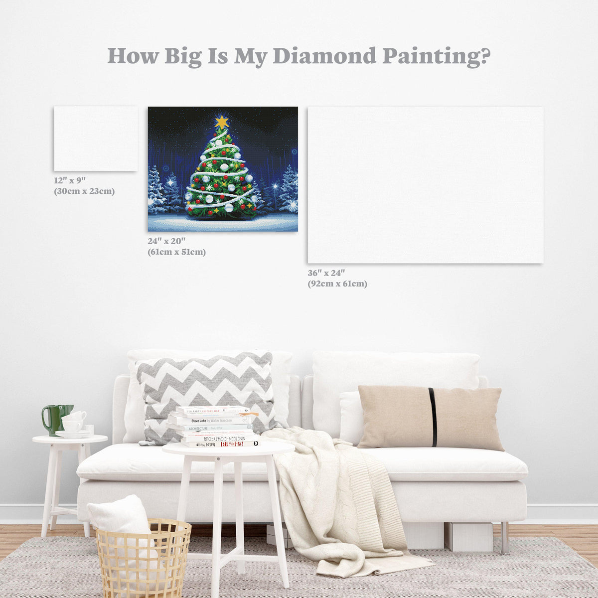 Diamond Painting Limited Edition | Glowing Christmas Tree 20" x 24″ (51cm x 61cm) / Round With Aurora Borealis Accents / 32 Colors Including 1 AB, Special Pearls, and 1 Glow-in-the-Dark Color