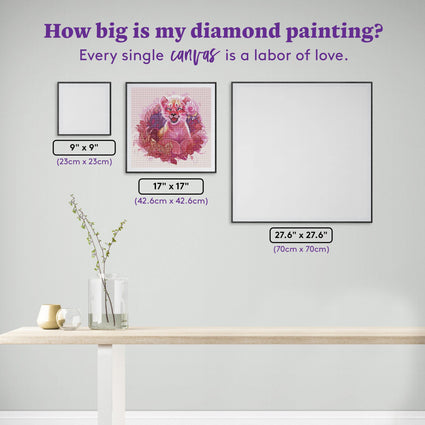 Diamond Painting Lion Cub 17" x 17" (42.6cm x 42.6cm) / Round With 45 Colors Including 1 AB / 23,104
