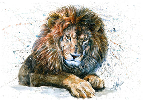 Diamond Painting Lion Watercolor 16.5" x 23.6″ (42cm x 60cm) / Round With 41 Colors Including 1 AB / 31,376