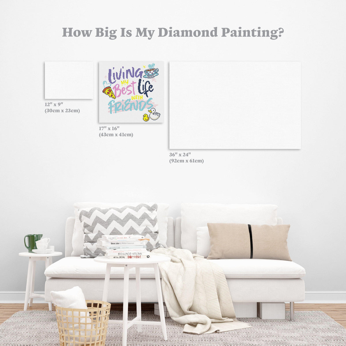 Diamond Painting Living My Best Life with Friends 17" x 16″ (43cm x 41cm) / Round With 14 Colors Including 3 ABs / 22,185