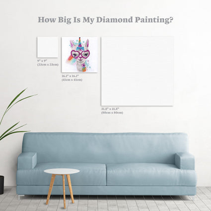 Diamond Painting LlamiCorn 16" x 16″ (41cm x 41cm) / Square with 35 Colors including 2 ABs / 25,922