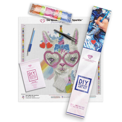 Diamond Painting LlamiCorn 16" x 16″ (41cm x 41cm) / Square with 35 Colors including 2 ABs / 25,922