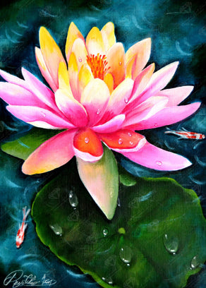 Diamond Painting Lotus Koi Fish 18" x 25" (46cm x 64cm) / Round With 36 Colors Including 5 ABs / 37,164