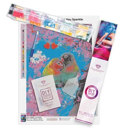 Diamond Painting Love Birds 12.6″ x 17.7″ (32cm x 45cm) / Round With 38 Colors Including 1 AB / 17,967