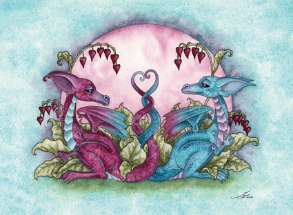Diamond Painting Love Dragons 30" x 22" (76cm x 56cm) / Round with 36 Colors including 3 ABs and 1 Glow-in-the-Dark / 53,929