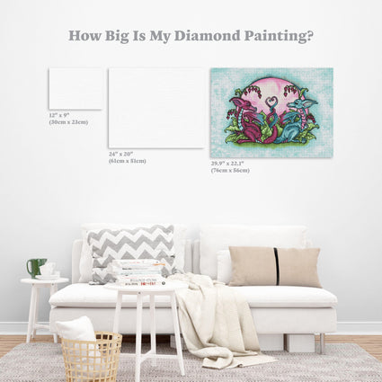 Diamond Painting Love Dragons 30" x 22" (76cm x 56cm) / Round with 36 Colors including 3 ABs and 1 Glow-in-the-Dark / 53,929