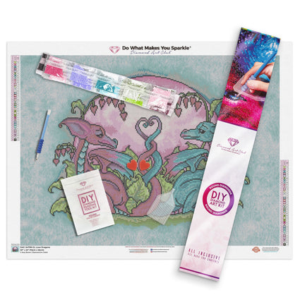 Diamond Painting Love Dragons 30" x 22" (76cm x 56cm) / Round with 36 Colors including 3 ABs and 1 Glow-in-the-Dark / 53,929