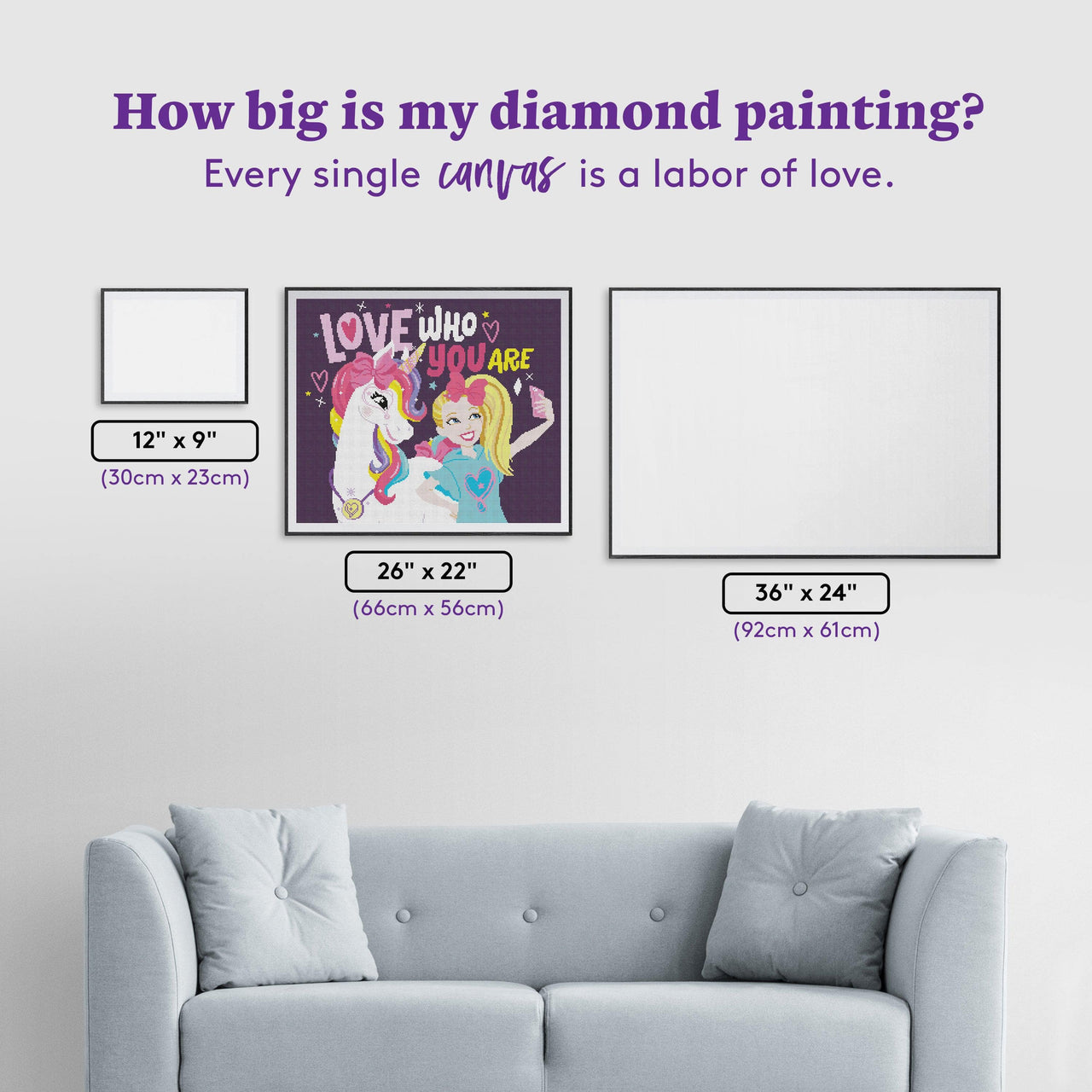 Diamond Painting Love Who You Are 26" x 22″ (66cm x 56cm) / Round with 29 Colors including 4 ABs / 46,765