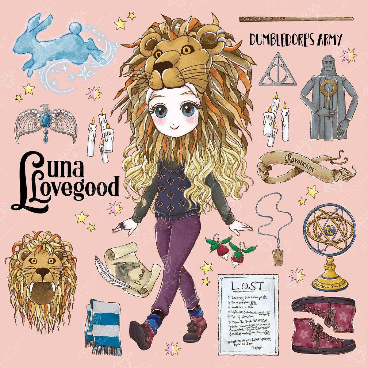 Diamond Painting Luna Lovegood - Magical 27.6" x 27.6″ (70cm x 70cm) / Square With 59 Colors Including 4 ABs / 76,729