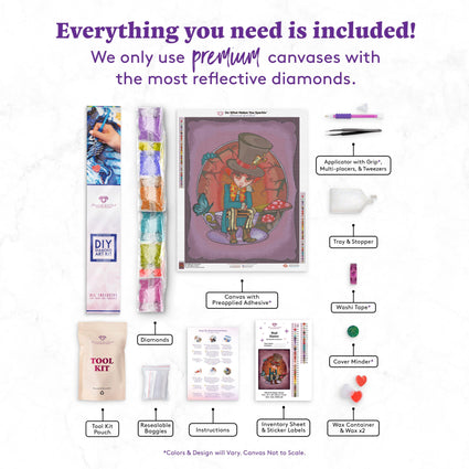 Diamond Painting Mad Hatter 22" x 28" (56cm x 71cm) / Square with 51 Colors including 4 ABs / 62,101