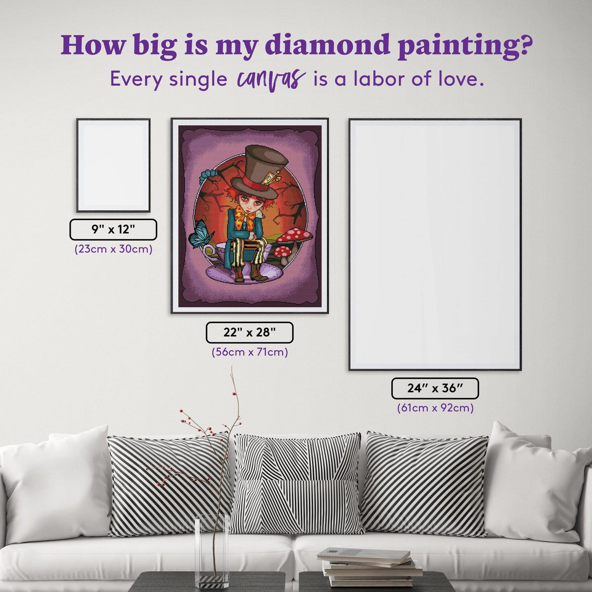 Diamond Painting Mad Hatter 22" x 28" (56cm x 71cm) / Square with 51 Colors including 4 ABs / 62,101