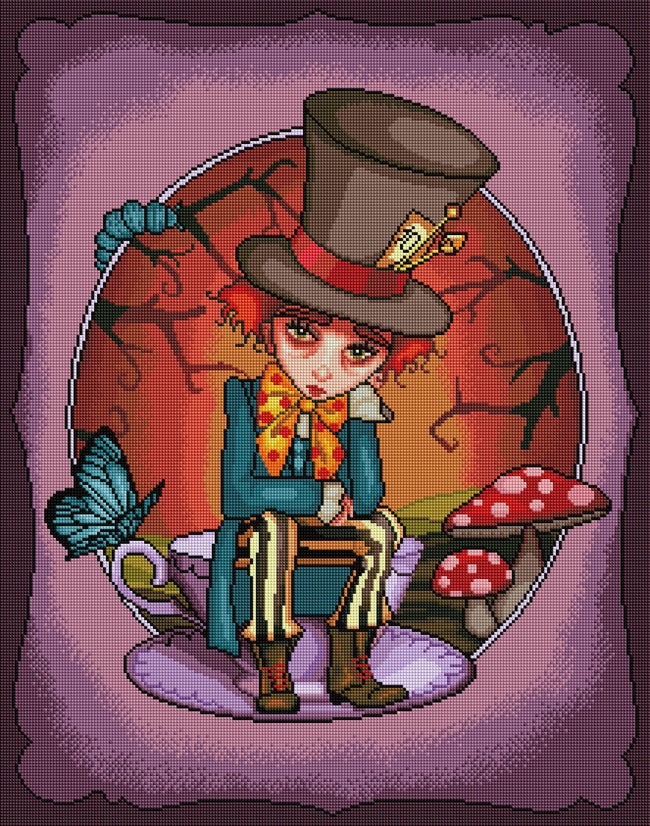Diamond Painting Mad Hatter 22" x 28" (56cm x 71cm) / Square with 51 Colors including 4 ABs / 62,101