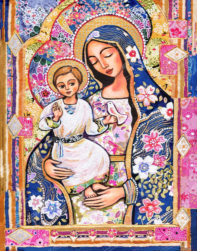 Diamond Painting Madonna and Child 22" x 28″ (56cm x 71cm) / Round With 43 Colors Including 2 ABs / 49,898