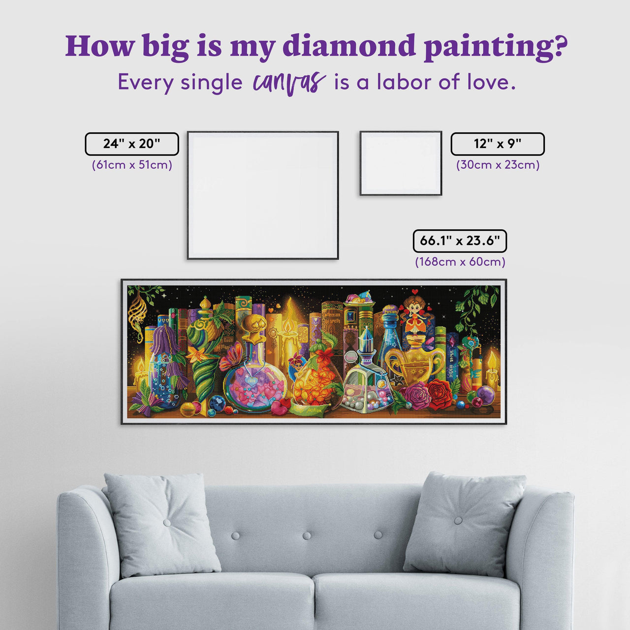 Diamond Painting Magic Potion 66.1" x 23.6" (168cm x 60cm) / Square With 71 Colors Including 4 ABs / 161,760