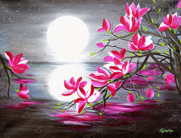 Diamond Painting Magnolia Moon 22" x 17" (55.8cm x 42.6cm) / Round With 34 Colors Including 2 ABs and 1 Fairy Dust Diamonds / 30,248