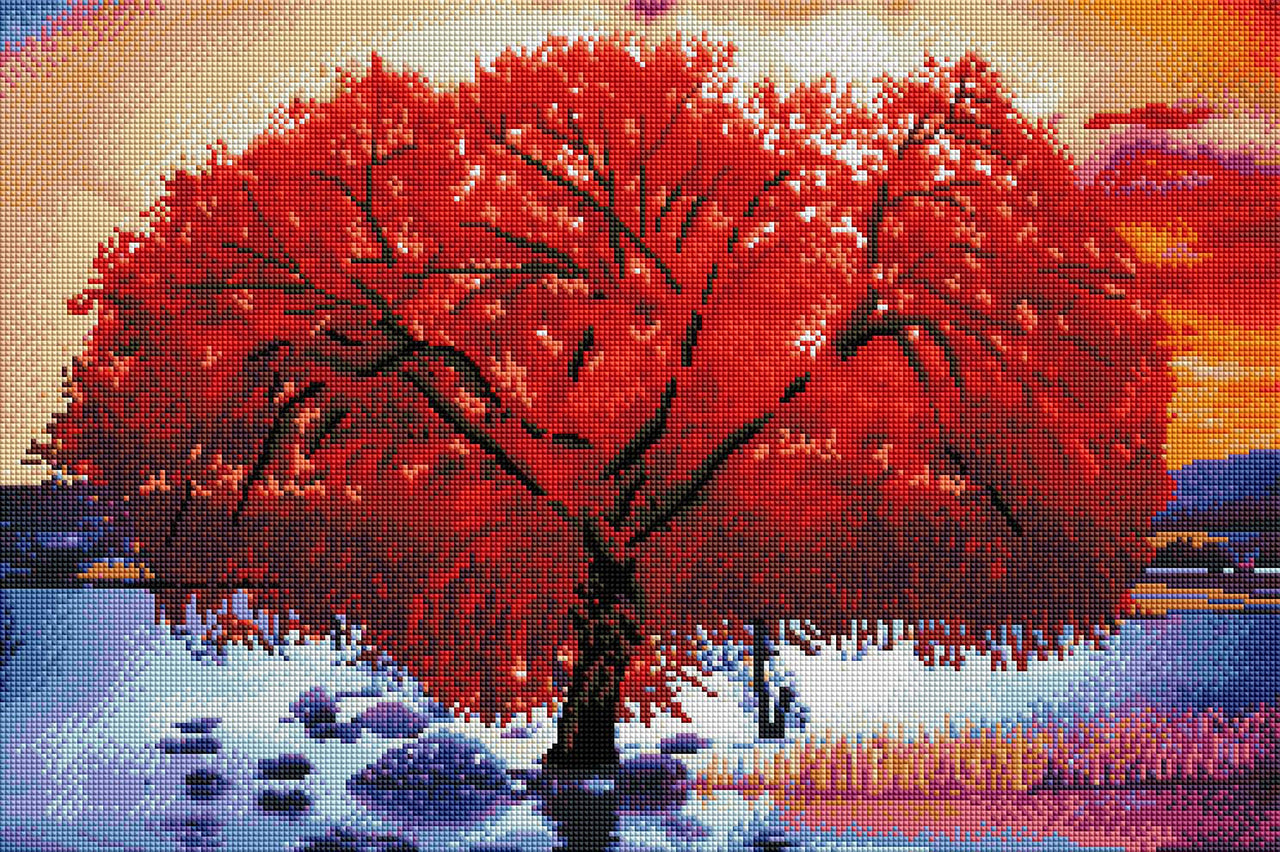 Diamond Painting Maple Tree 16.5" x 24.8" (42cm x 63cm) / Square with 34 Colors / 40,920