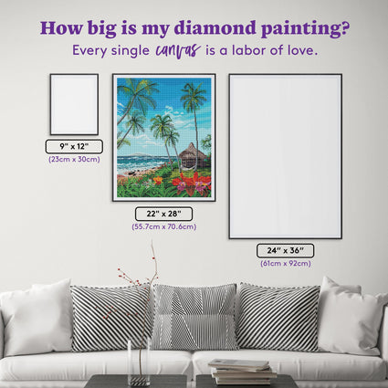 Diamond Painting Maui Morning 22" x 28" (55.7cm x 70.6cm) / Round with 54 Colors including 4 ABs / 50,148