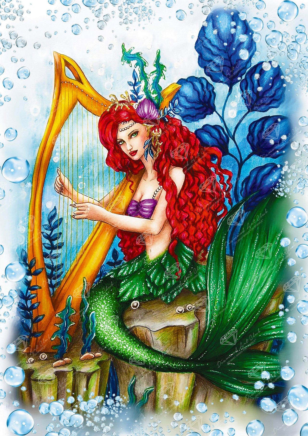 Diamond Painting Mermaid Legends 27.6" x 39.0″ (70cm x 99cm) / Square With 58 Colors Including 2 ABs / 108,582