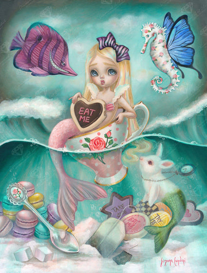 Diamond Painting Mermalice In The Sea Of Tea 22" x 29″ (56cm x 74cm) / Square with 65 Colors including 4 ABs / 64,531