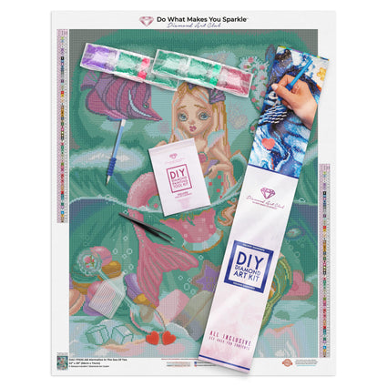 Diamond Painting Mermalice In The Sea Of Tea 22" x 29″ (56cm x 74cm) / Square with 65 Colors including 4 ABs / 64,531