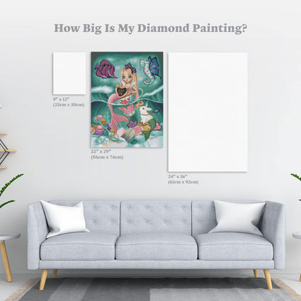 Diamond Painting Mermalice In The Sea Of Tea 22" x 29″ (56cm x 74cm) / Square with 65 Colors including 4 ABs / 64,531