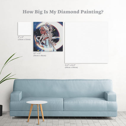 Diamond Painting Moon Goddess 22" x 22″ (56cm x 56cm) / Round with 42 Colors including 4 ABs / 39,601