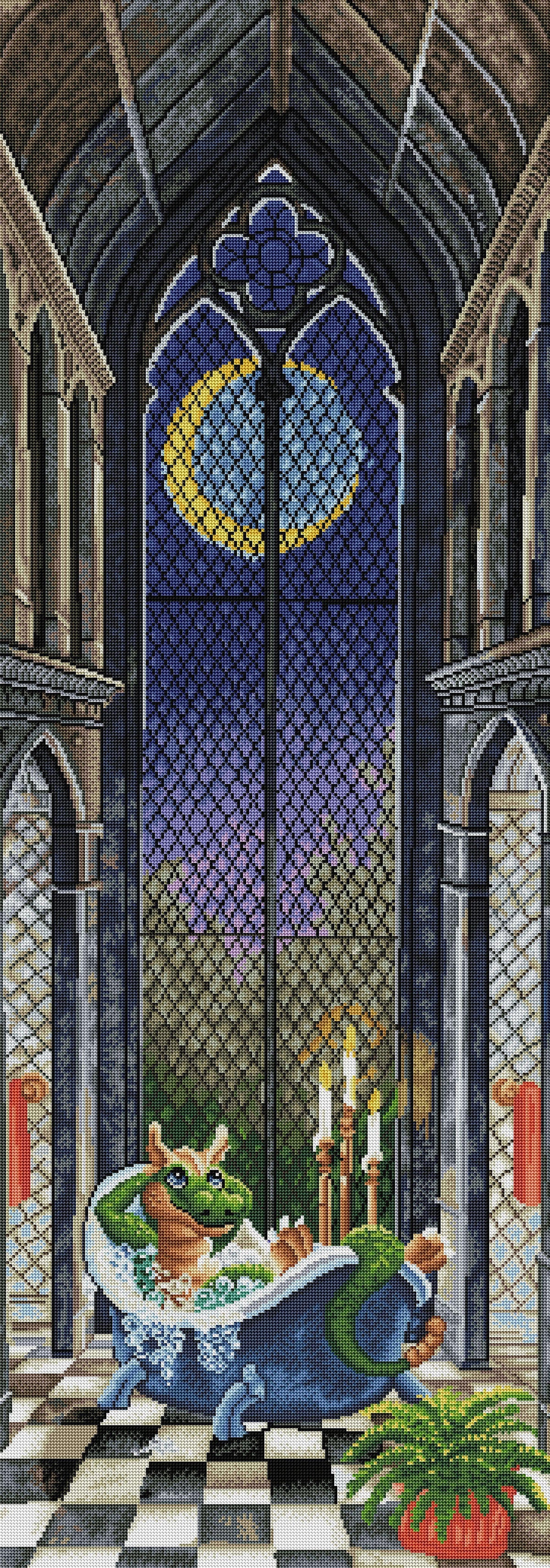Diamond Painting Moonlight Bath 20" x 57" (51cm x 145cm) / Round with 58 Colors including 5 ABs / 93,396