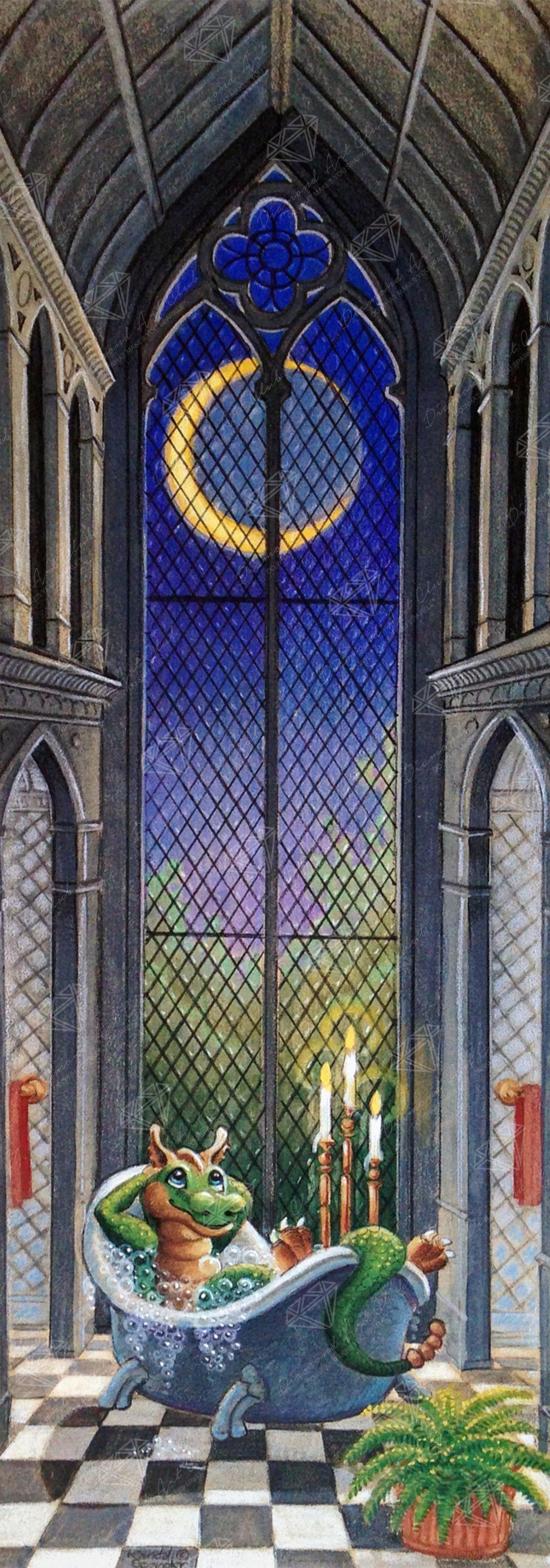 Diamond Painting Moonlight Bath 20" x 57" (51cm x 145cm) / Round with 58 Colors including 5 ABs / 93,396