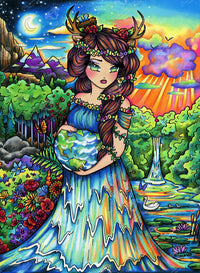 Diamond Painting Mother Earth 22" x 30″ (56cm x 76cm) / Round with 53 Colors including 2 ABs / 53,460