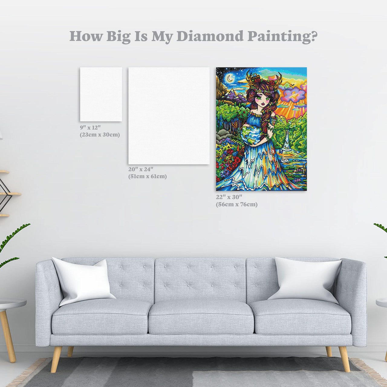 Diamond Painting Mother Earth 22" x 30″ (56cm x 76cm) / Round with 53 Colors including 2 ABs